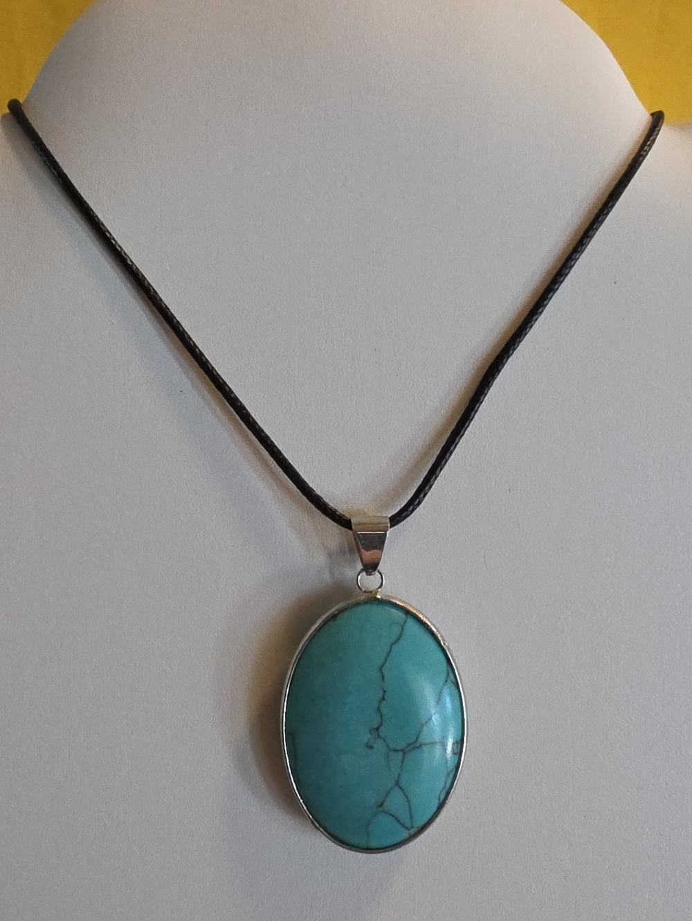 NWT Urban Nomad Necklace w/a Large Turquoise-colored Stone In Silver Toned Bezel